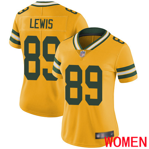 Green Bay Packers Limited Gold Women #89 Lewis Marcedes Jersey Nike NFL Rush Vapor Untouchable->green bay packers->NFL Jersey